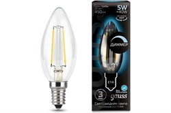 Лампа GAUSS LED Filament Свеча 5W E14 4100K диммируемая 103801205-D - фото 100206