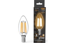 Лампа GAUSS LED Filament Свеча 13W E14 1100 lm 2700K 103801113 - фото 100230