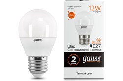 Лампа GAUSS LED Elementary 12W E27 3000K 880lm 53212 - фото 100995