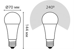 Лампа Gauss LED A70 22W Е27 3000K 102502122 - фото 101081