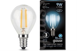 Лампа GAUSS LED Filament Шар 9W 710Lm 4100К Е14 105801209 - фото 101092