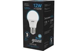 Лампа GAUSS LED A60 12W 1200Lm 6500K E27 102502312 - фото 101110