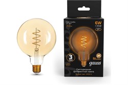 Лампа GAUSS LED Filament G125 6W 360Lm E27 2400К Flexible Golden 158802008 - фото 101319