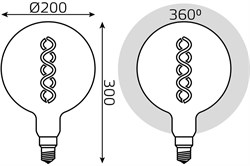 Лампа GAUSS LED Filament G200 8W 620Lm 2400К Е27 golden flexible 154802008 - фото 101333