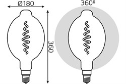 Лампа GAUSS LED Filament BT180 8,5W 165Lm 1800К Е27 gray flexible 152802005 - фото 101341