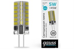 Лампа GAUSS LED Elementary G4 AC210-240V 5W 400Lm 4100K силикон 18025 - фото 101384