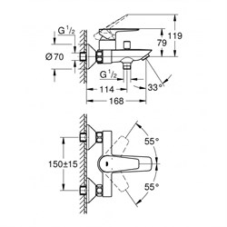 Смеситель GROHE Start Edge для ванны наружний 23348001 - фото 101996