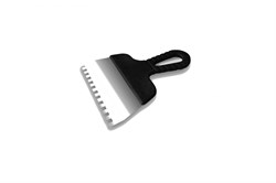 Шпатель DECOR с чёрной ручкой нержавеющая сталь 200мм зуб 10*10мм 311-4200 - фото 104788