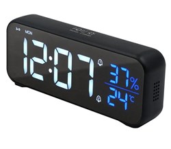 Часы электронные ARTSTYLE со встр. аккум, инд-бел/син, с будильником, термо- и гигрометром, черные - фото 104998