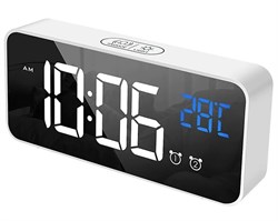 Часы электронные ARTSTYLE со встр. аккум, инд-бел/син, с будильником, термо- и гигрометром, белые - фото 105000