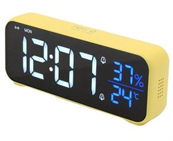 Часы электронные ARTSTYLE со встр. аккум, инд-бел/син, с будильником, термо- и гигрометром, желтые - фото 105001