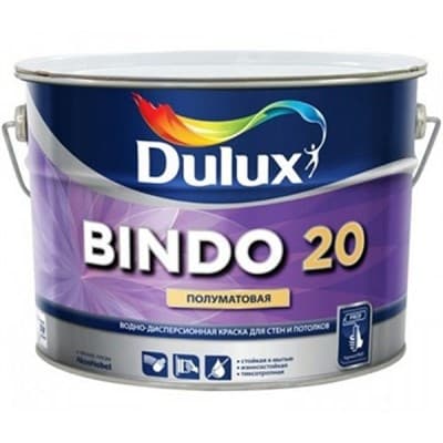 Краска водоэмульсионная Dulux BINDO 20 белая BW 10л 5183765 - фото 10568