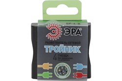 Тройник SP-4-B ЭРА 4 гнезда без заземления черный 8145 - фото 108248