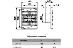 Вентилятор ERA накладной обр.клапан сетка D100 STANDARD 4S C - фото 110730