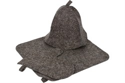 Набор Hot Pot из 3-х предметов (Шапка, коврик, рукавица) серый войлок 41345 - фото 118918