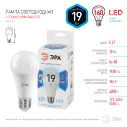 Лампа светодиодная ЭРА LED smd A65-19W-840-E27 1696 - фото 120620
