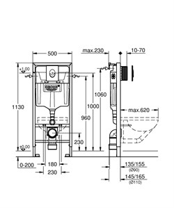 Инсталляция GROHE SOLIDO 3в1 для подв.унитаза,наклад.панель Skate Air (круглая) для монтажа 38956000 - фото 122237