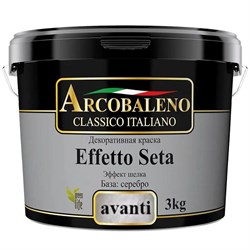 Краска декоративная РАДУГА Arcobaleno Effetto Seta Бархат Avanti серебро (3кг) - фото 122769