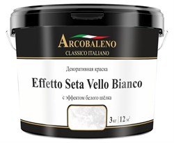 Краска декоративная РАДУГА Arcobaleno Effetto Seta Vello Bianco База белый шелк 3кг - фото 123020