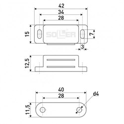 Магнит мебельный SOLLER L-42 h-12,5 белый - фото 123735
