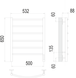 Полотенцесушитель ТЕРМИНУС Классик П6 500*650 электро (quick touch) - фото 124675