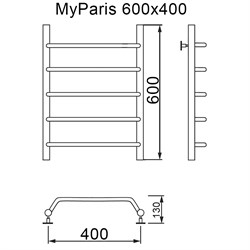 Полотенцесушитель MyFrea My Paris 60/40 водяной, универс.подкл. - фото 124723