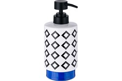 Дозатор для жидкого мыла MOROSHKA Memphis 7,5х7,5х17см, белый+черный+синий 905-308-01 - фото 125426
