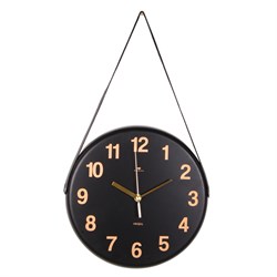 Часы настенные РУБИН Классика из металла с ремешком, d=27см, черный 2626-012 - фото 126338