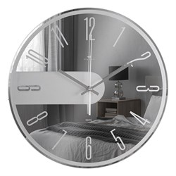 Часы настенные РУБИН Девять зеркало+ матовое покрытие d-39см, открытая стрелка 4041-015 - фото 126418