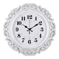Часы настенные РУБИН Классика круг ажурный d=40,5см, корпус белый с серебром 4126-004 - фото 126423