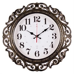 Часы настенные РУБИН Классика круг ажурный d=40,5см, корпус черный с золотом 4126-007 - фото 126425