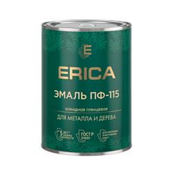Эмаль ERICA ПФ-115 для металла и дерева белая 0,8кг алкидная глянцевая - фото 126881