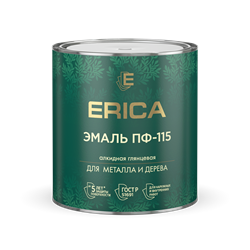 Эмаль ERICA ПФ-115 для металла и дерева зеленая 2,6кг алкидная глянцевая - фото 126894