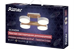 Люстра светодиодная RITTER SCANDIA диммируемая ДУ, 3 режима 400*330*177 60Вт 23м² бел/дерево 51626 6 - фото 128403