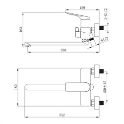 Смеситель MITSUISHI для ванны излив длинный TOK-MIT-1015 - фото 129232