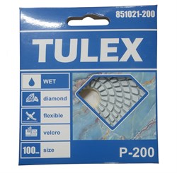 Круг TULEX алмазный гибкий шлифовальный, на велкро основе, мокрое шлифование 100мм, P200 851021-200 - фото 129641