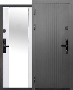 Дверь металлическая Е-Тайга 10см 2МДФ Зеркало (960L) с электронным замком - фото 132519