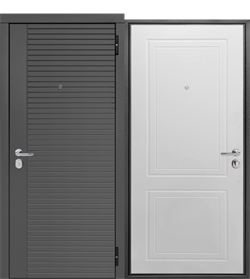 Дверь металлическая 5,5см Прораб 3 мдф/мдф Серебро, Графит/Белый 960 правая - фото 132672