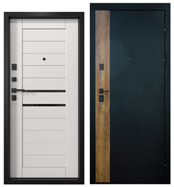 Дверь металлическая РОДИНА Wood 960*2050 правая Черный лофт/Дуб Крафт табачный/ясень белый - фото 132859
