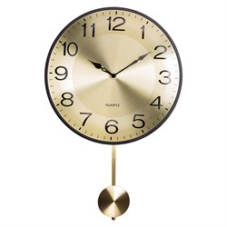 Часы настенные РУБИН Классика интерьерные из МДФ с маятником d=28см 2829-001 - фото 133021