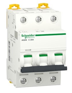 Автомат выкл-ль SCHNEIDER ELECTRIC Acti9 iK60N 3П 20А С A9K24320 - фото 134261