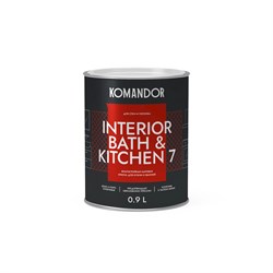 Краска полиакриловая матовая KOMANDOR INTERIOR BATH&KITCHEN 7 база А 0,9л TAL-83 - фото 136839