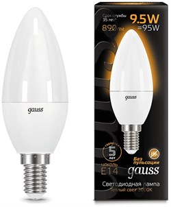 Лампа GAUSS LED Свеча 9,5W E14 890Lm 3000K 103101110 - фото 137318