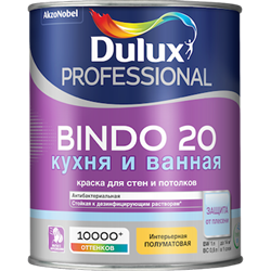 Краска водоэмульсионная Dulux BINDO 20 проф. полумат. BW 1л 5309511 - фото 139953