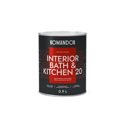 Краска полиакриловая матовая KOMANDOR INTERIOR BATH&KITCHEN 20 база А 0,9л TAL-89 - фото 139991