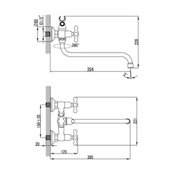 Смеситель JEALS для ванны c двумя ручками с дл. изл. JE2SBL0i10 - фото 140175