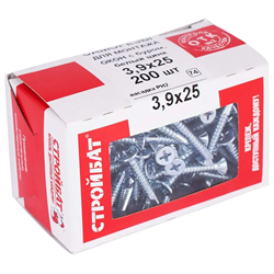 Саморезы СТРОЙБАТ для монт.окон с буром 3,9x25 белый цинк (200шт) 275430 - фото 142837