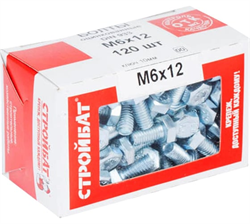 Болт СТРОЙБАТ DIN 933 М6 x 12 (белый цинк 120 шт) 305300 - фото 142882