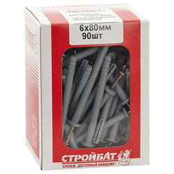 Дюбель-гвоздь СТРОЙБАТ 6x80 гриб (90 шт) 269030 - фото 143035