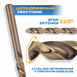 Набор сверл TULEX КОБАЛЬТ HSS-Co(5%) по металлу d:2-8мм, пластиковый бокс (13шт/наб) 60121-S13 - фото 143247